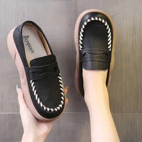 Mocassim feminino Plataforma Couro - Vanessa - La Pupina