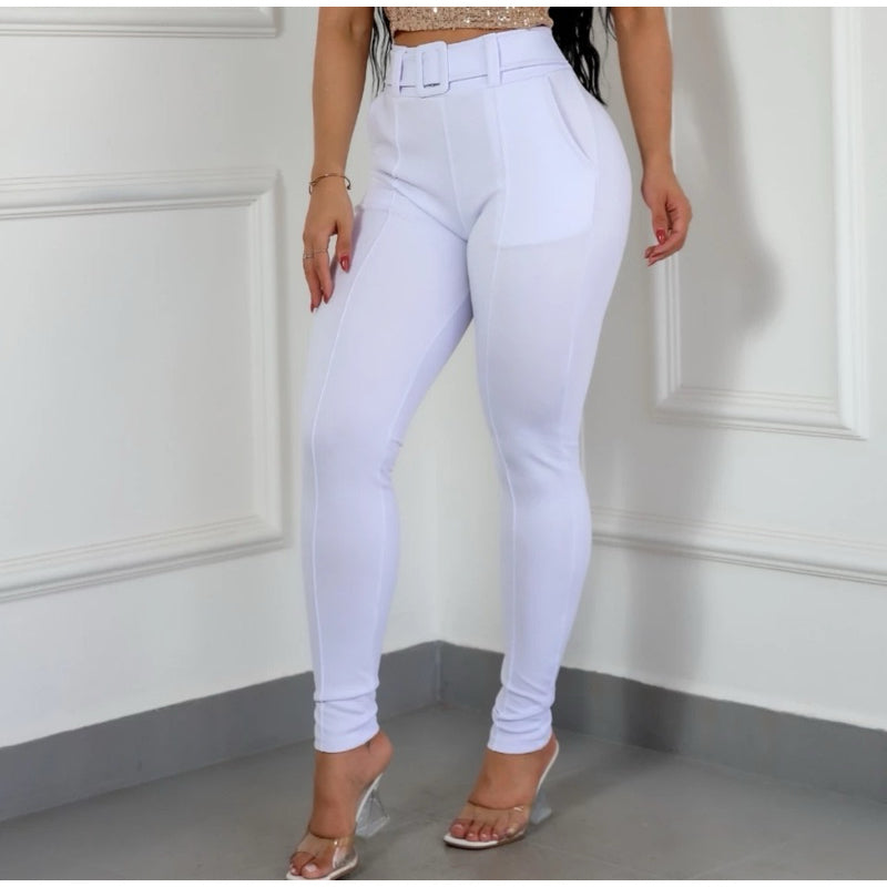 Calça Malha Crepe com Cinto Fake – Elegância e Conforto para Qualquer Ocasião - La Pupina