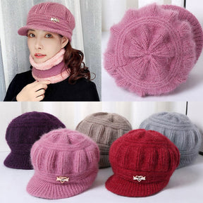 Boina Vintage Inverno Gorro de Lã Tricotado Feminino