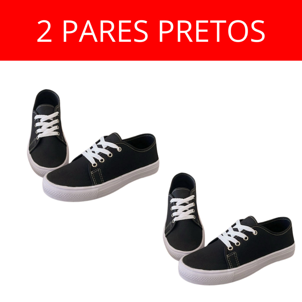 Kit 2 Pares Tênis Feminino Casual Com Cadarço - Promoção Especial Compre 1 e Leve Outro - La Pupina