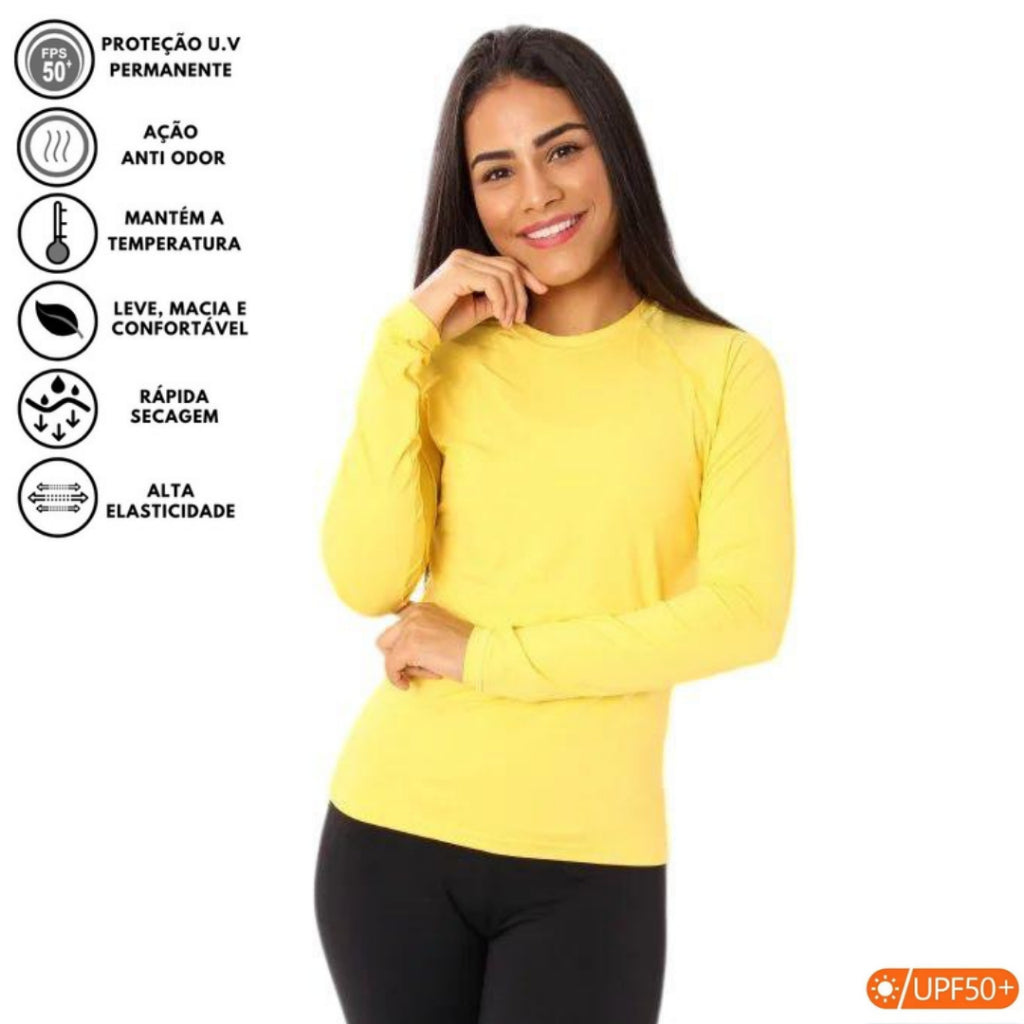 Camiseta Feminina Segunda Pele Térmica Manga Longa com Proteção UV