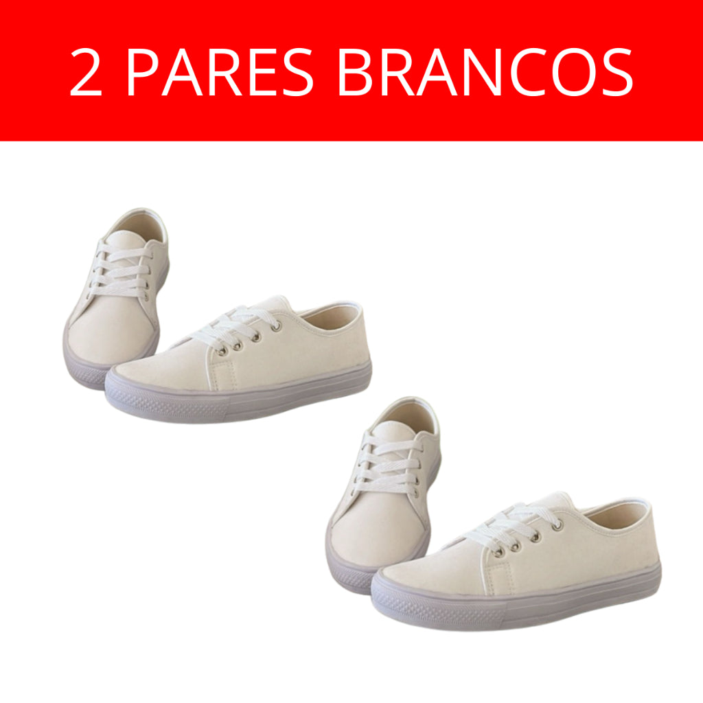 Kit 2 Pares Tênis Feminino Casual Com Cadarço - Promoção Especial Compre 1 e Leve Outro - La Pupina