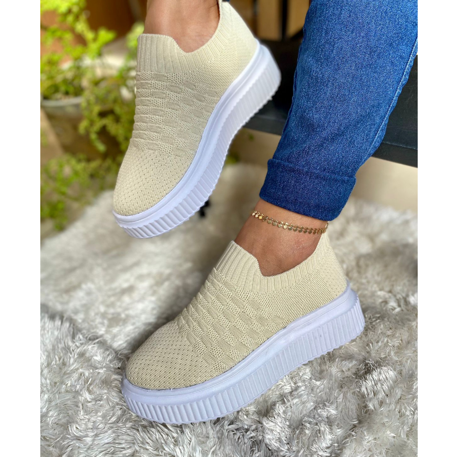 Tênis Feminino Plataforma slip on Casual Blogueirinha