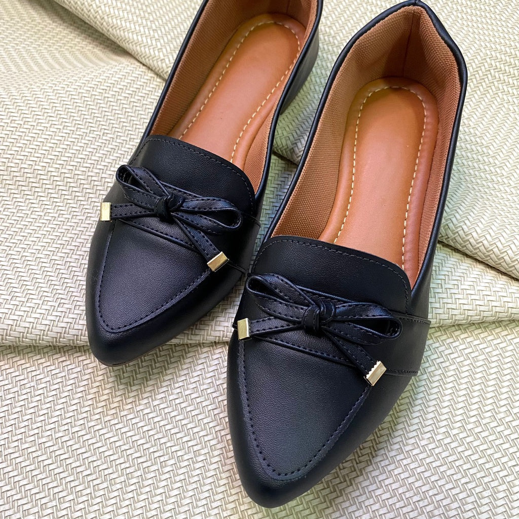 Sapatilha Mocassim Feminina Bico Fino Napa Preto