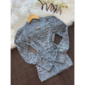 Blusa de Frio Feminina Gola V de Tricô Suéter Casaquinho