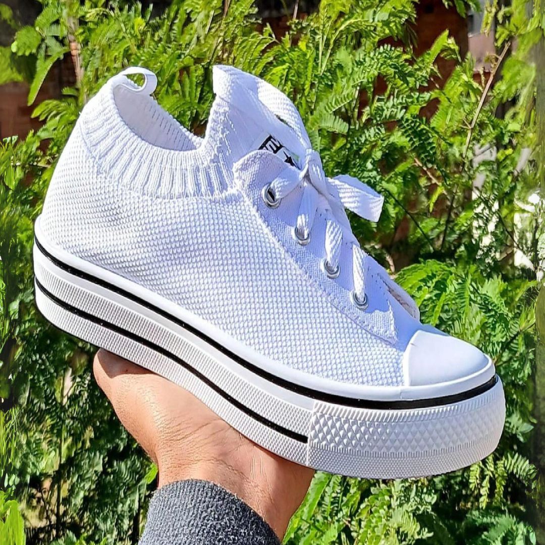 Tênis Feminino Casual Meia Calce Fácil - La Pupina - Branco