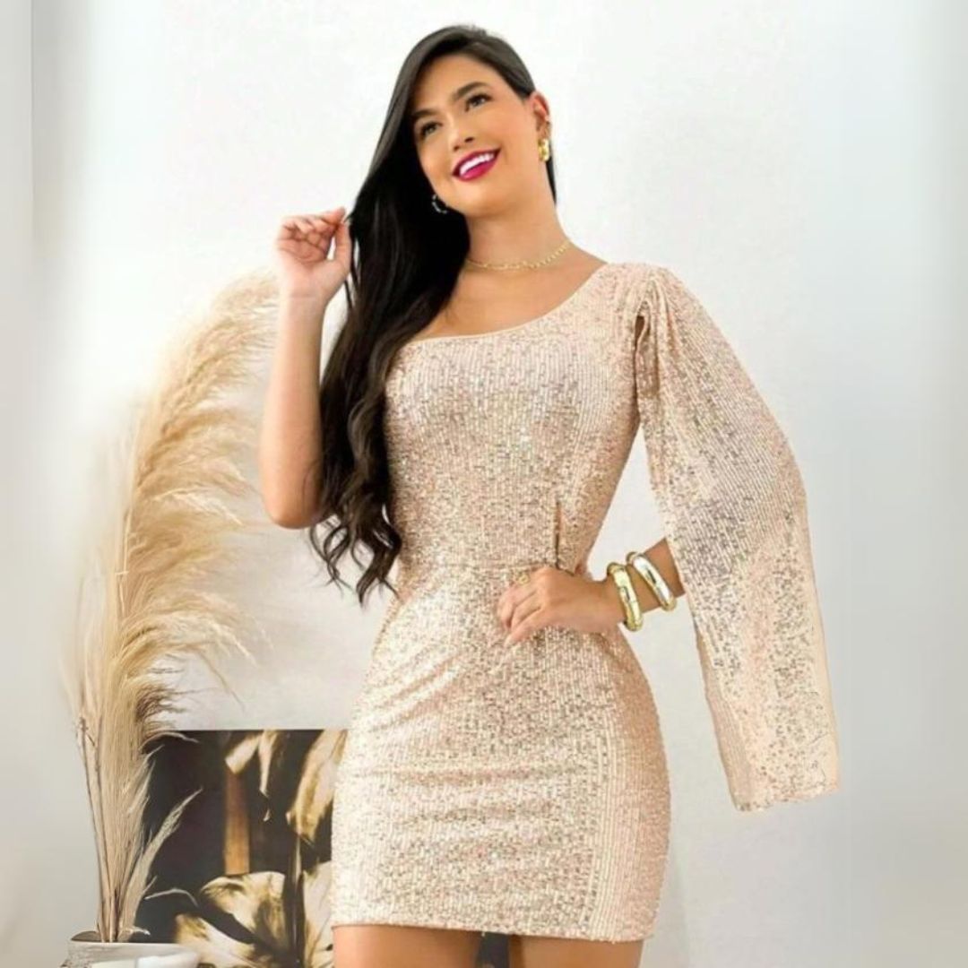 Vestido Feminino Paetes - Gabrielly - La Pupina