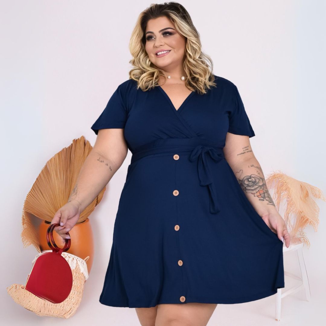 Vestido Plus Size Altura Joelho em Viscolycra Tradicional - La Pupina