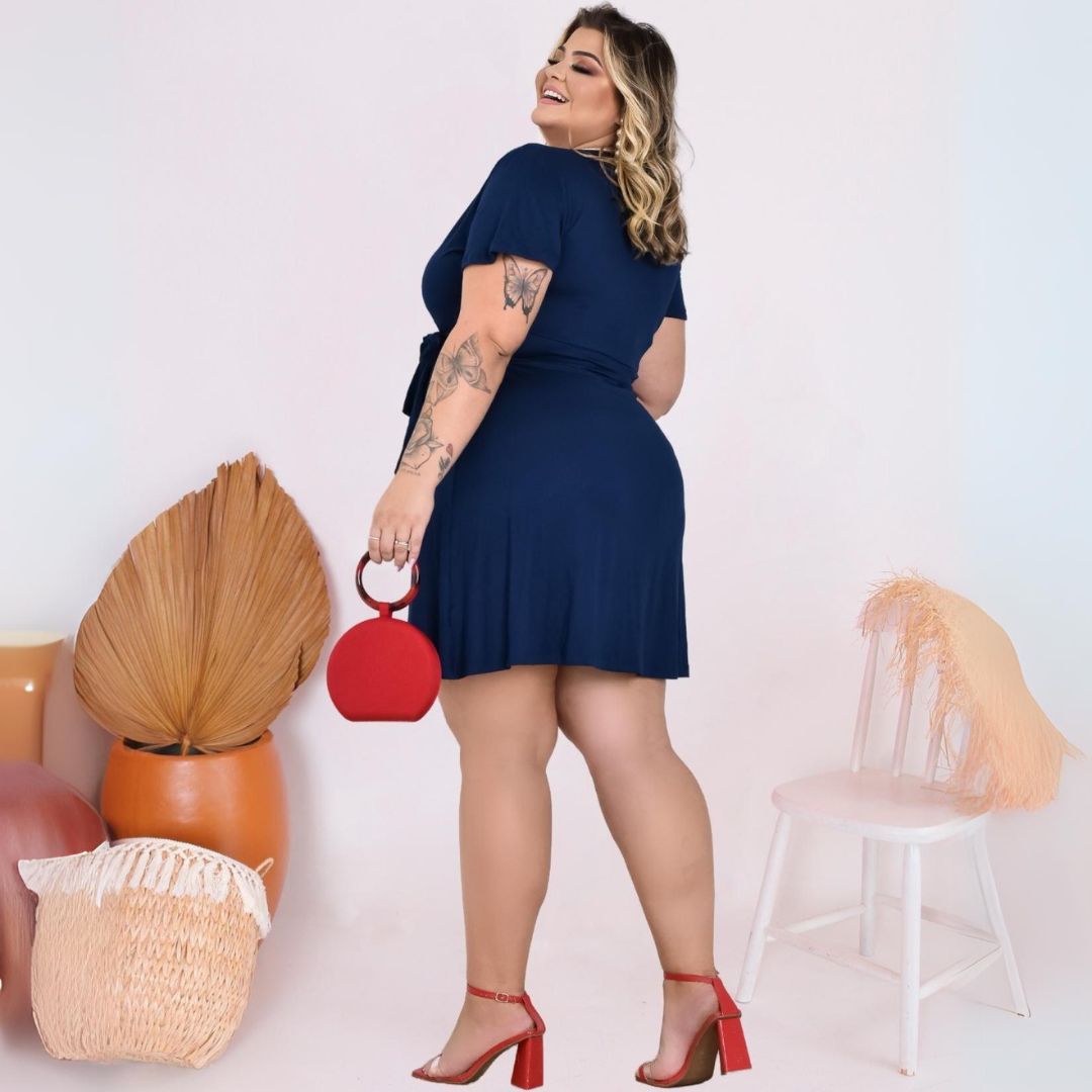 Vestido Plus Size Altura Joelho em Viscolycra Tradicional - La Pupina