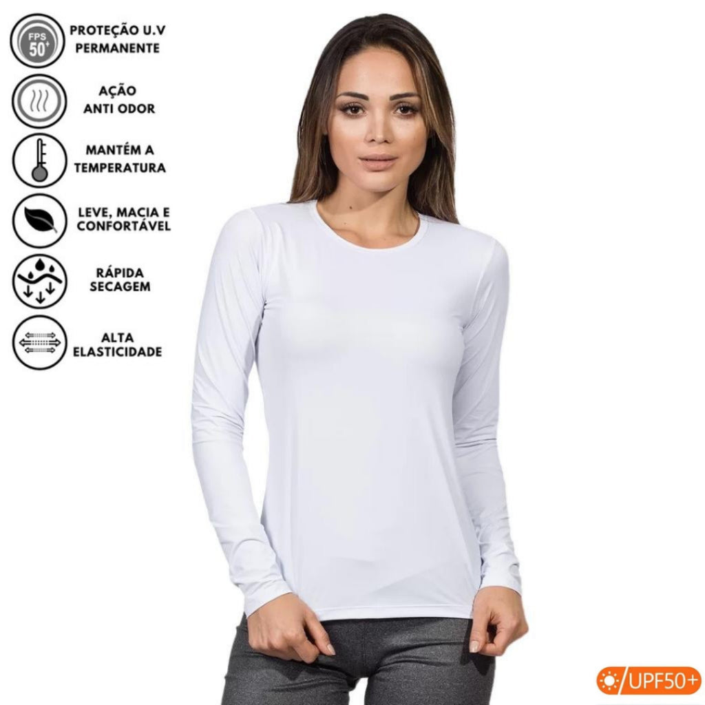 Camiseta Feminina Segunda Pele Térmica Manga Longa com Proteção UV