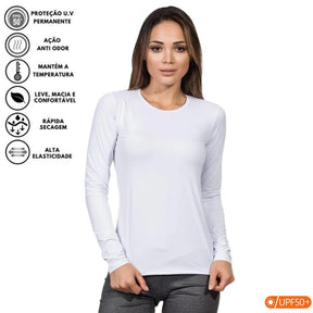 Camiseta Feminina Segunda Pele Térmica Manga Longa com Proteção UV