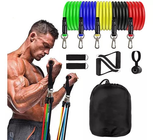 Kit Premium de Elástico Extensor para Exercício - Treino em Casa, Academia e Crossfit