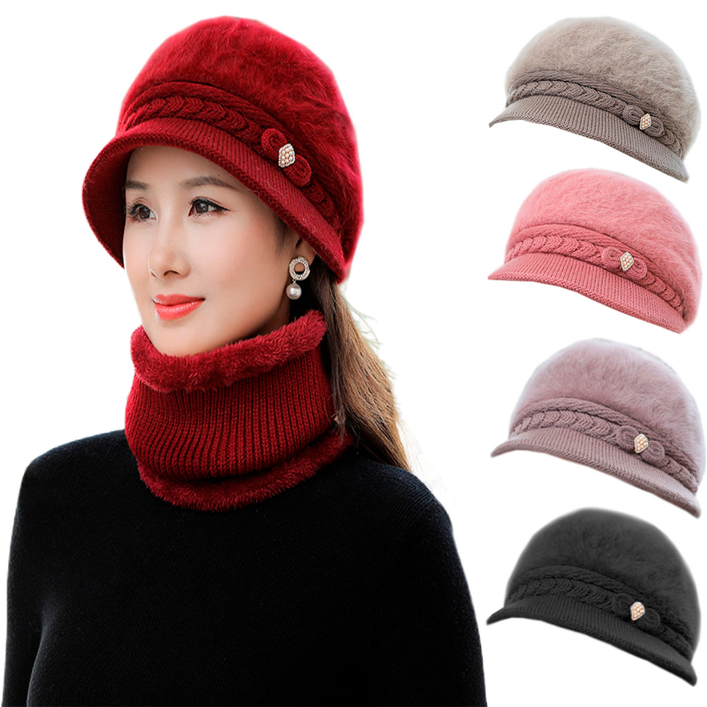 Boina Vintage Inverno Gorro de Lã Tricotado Feminino