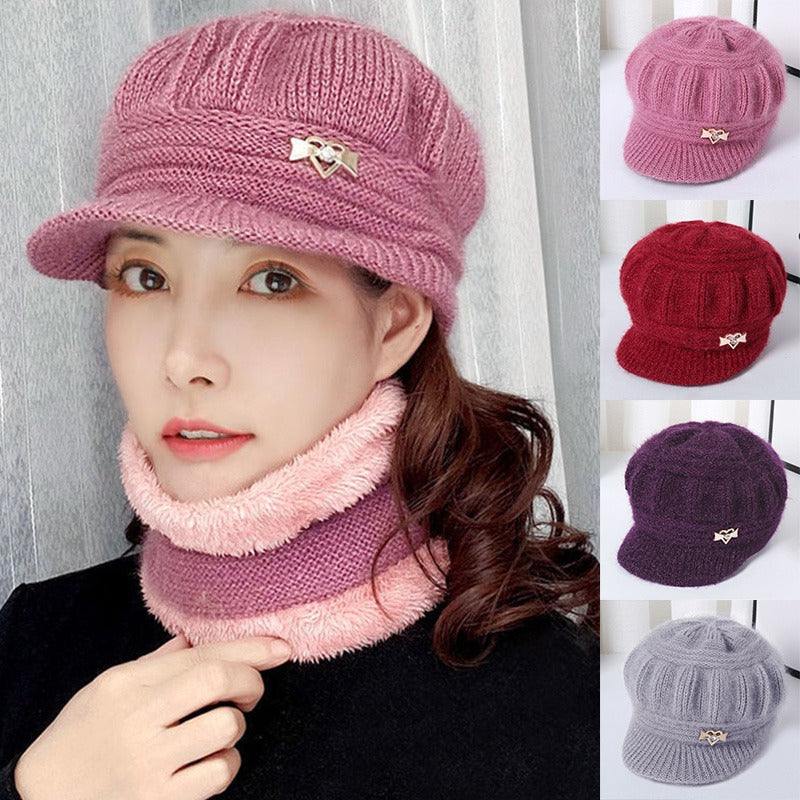 Boina Vintage Inverno Gorro de Lã Tricotado Feminino