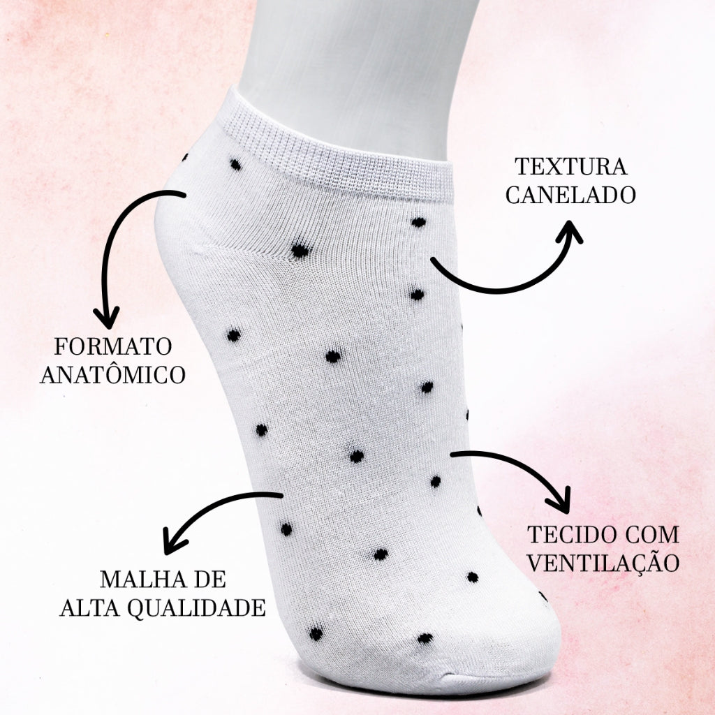 Kit Pares de Meia Feminina Estampa de Bolinha