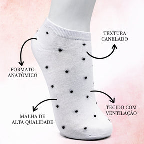 Kit Pares de Meia Feminina Estampa de Bolinha