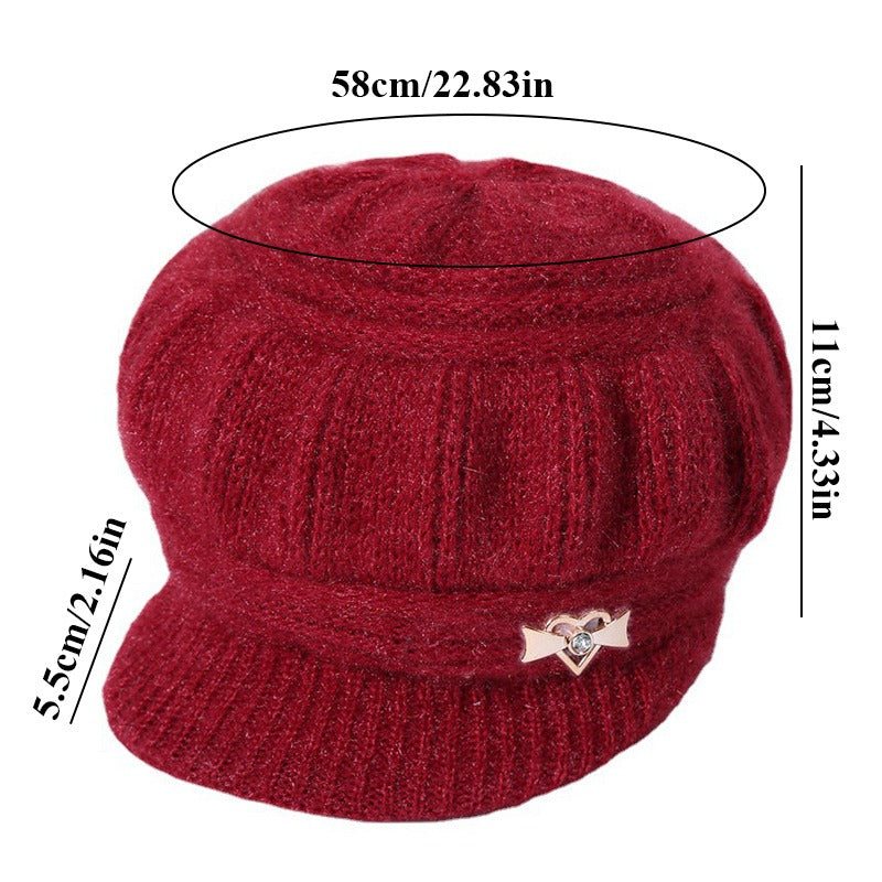 Boina Vintage Inverno Gorro de Lã Tricotado Feminino