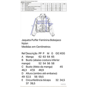 Jaqueta Puffer Feminina Bobojaco Estilo Blogueira